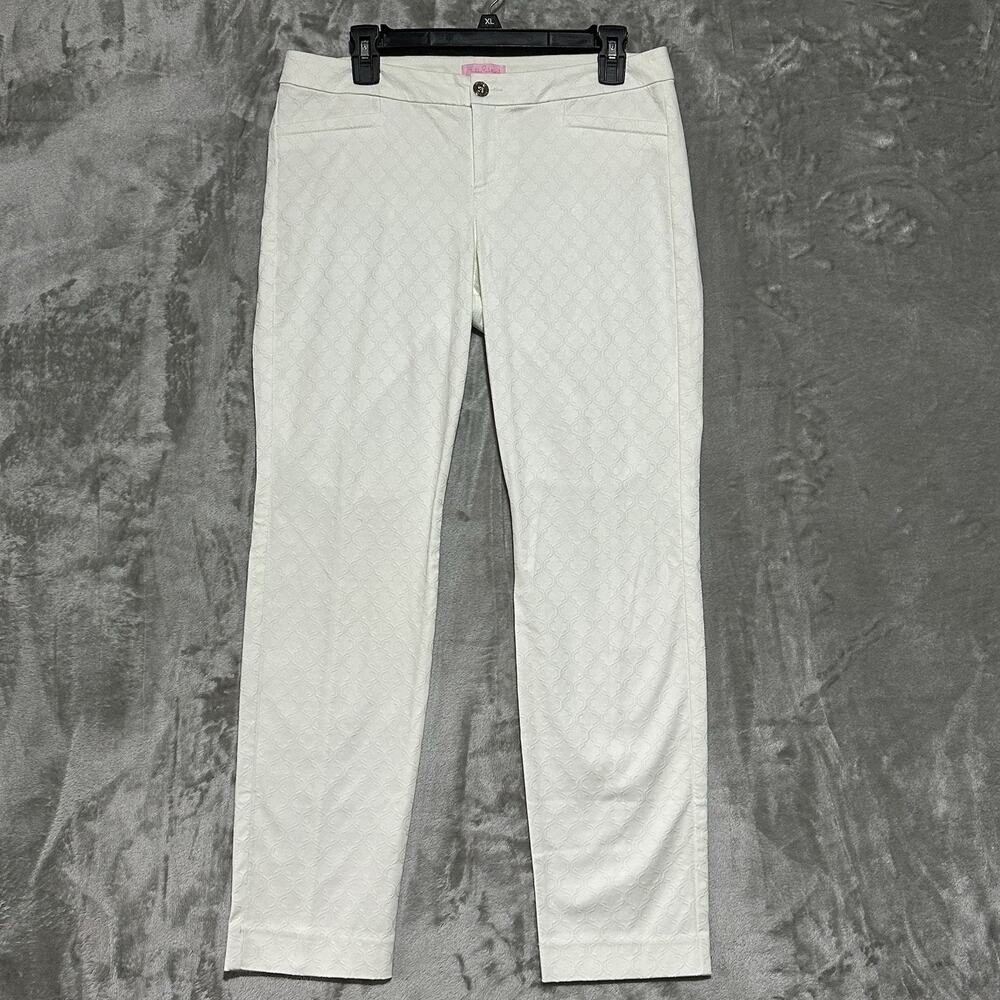 Lilly Pulitzer Kelly Ankle Pants Womens Size 8 White Old Money Preppy Coquette
